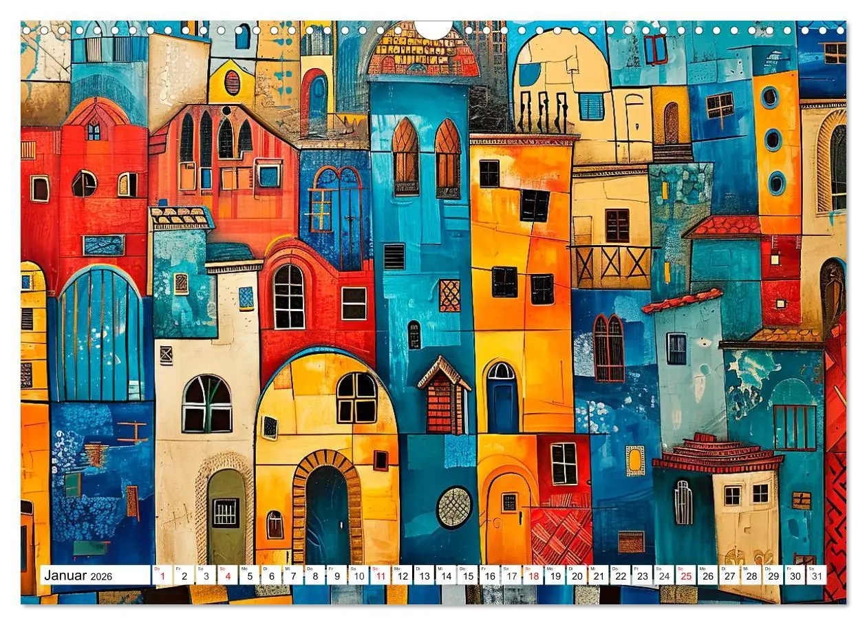 Bild: 9783457436905 | Stadt - Eine farbenfrohe Skyline (Wandkalender 2026 DIN A3 quer),...