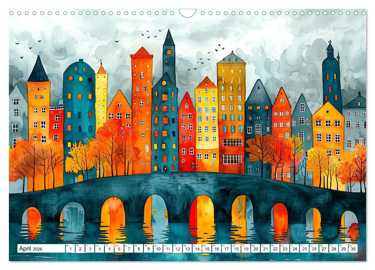 Bild: 9783457436905 | Stadt - Eine farbenfrohe Skyline (Wandkalender 2026 DIN A3 quer),...