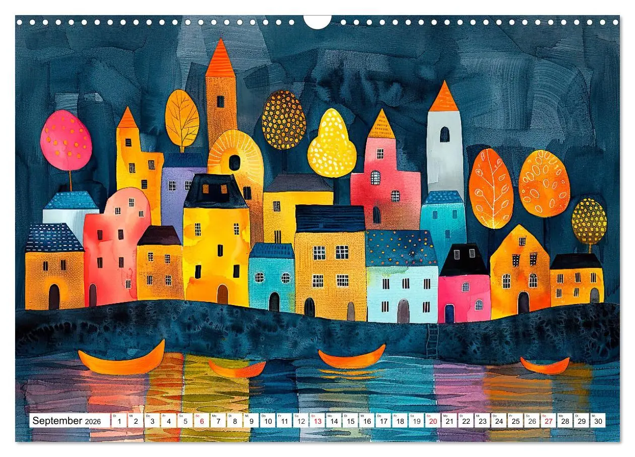 Bild: 9783457436905 | Stadt - Eine farbenfrohe Skyline (Wandkalender 2026 DIN A3 quer),...