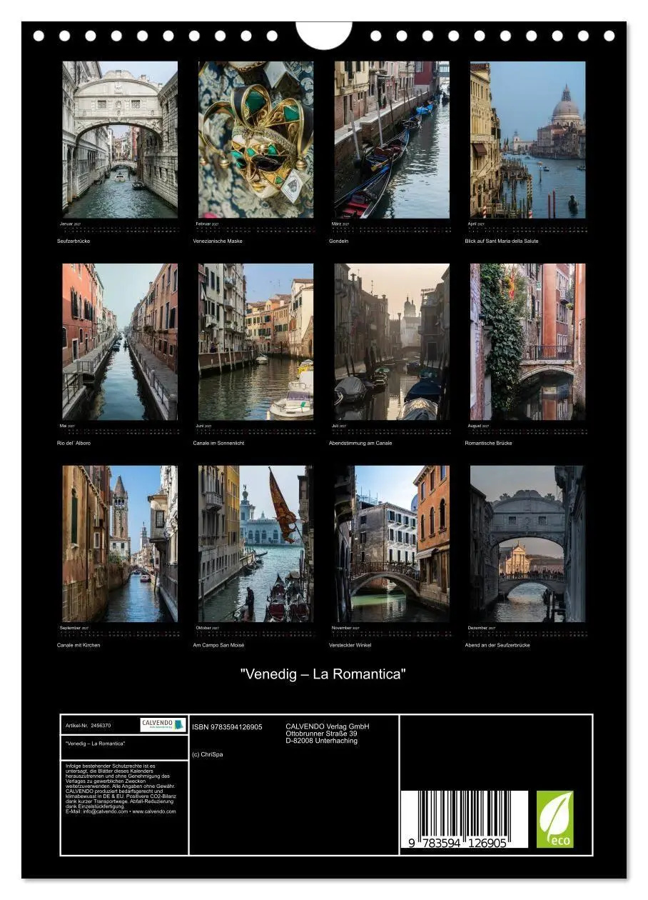 Bild: 9783594126905 | "Venedig - La Romantica" (Wandkalender 2027 DIN A4 hoch), CALVENDO...