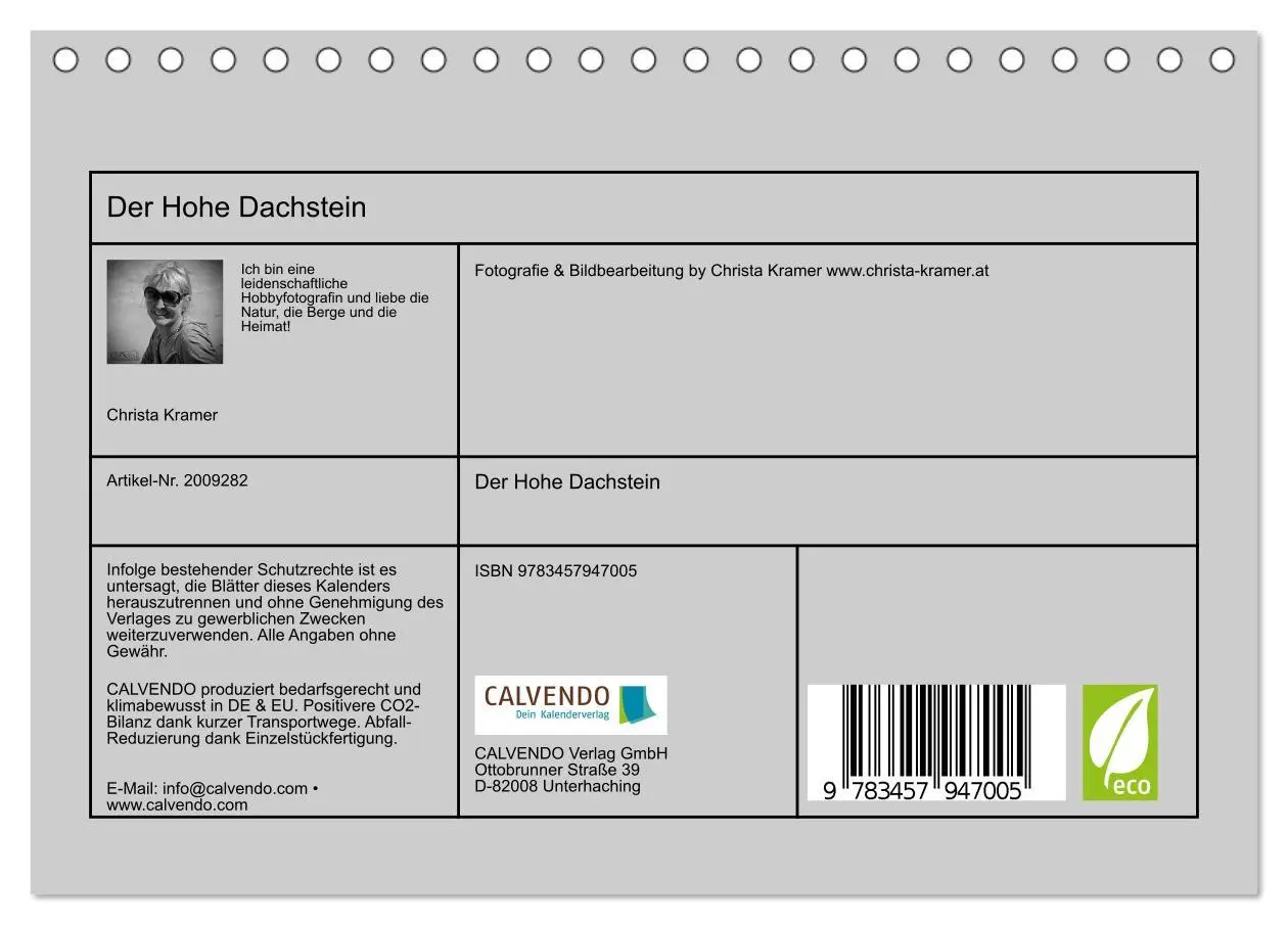 Bild: 9783457947005 | Der Hohe Dachstein (Tischkalender 2026 DIN A5 quer), CALVENDO...