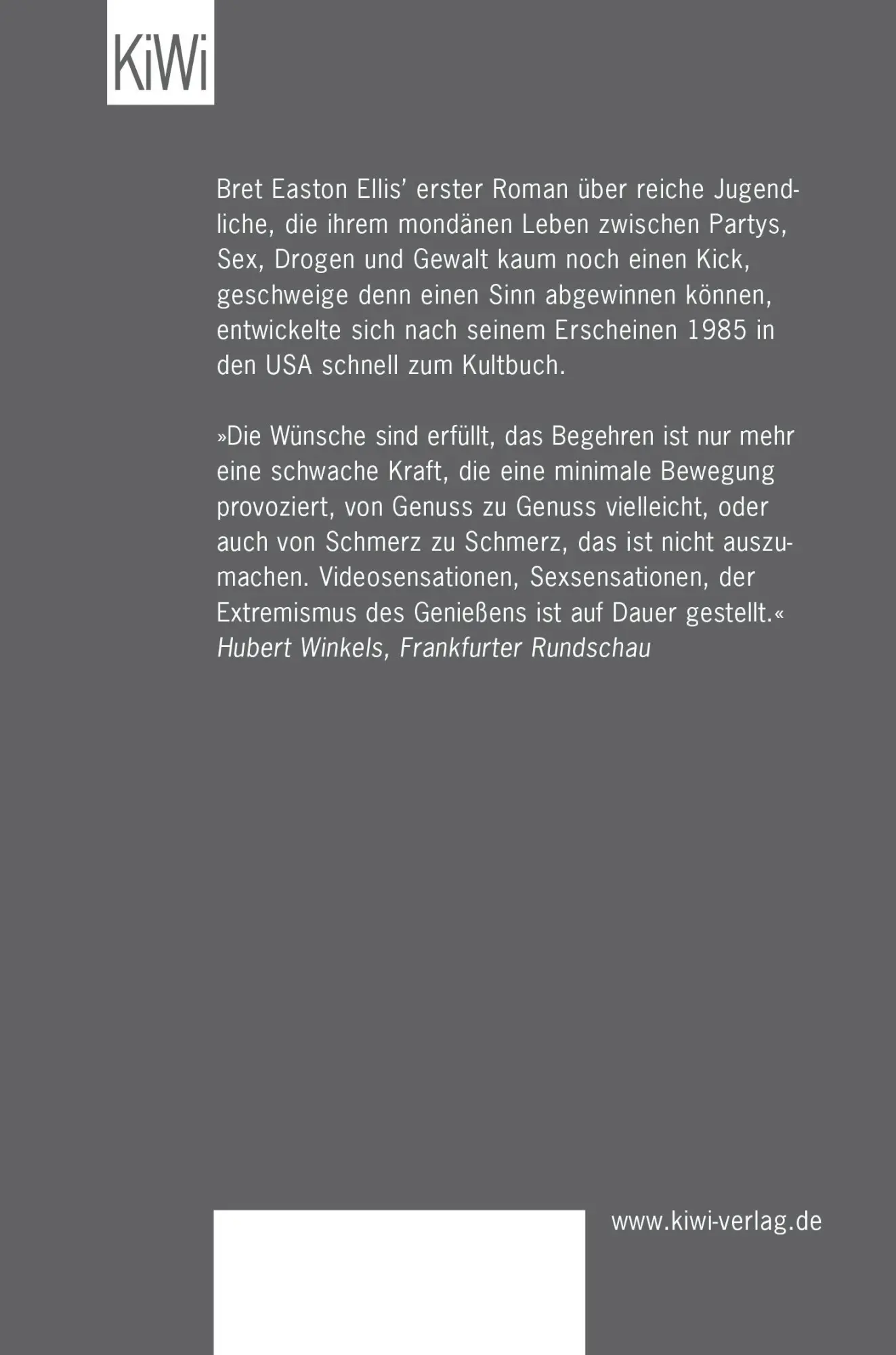 Rückseite: 9783462037005 | Unter Null | Roman | Bret Easton Ellis | Taschenbuch | 196 S. | 2006