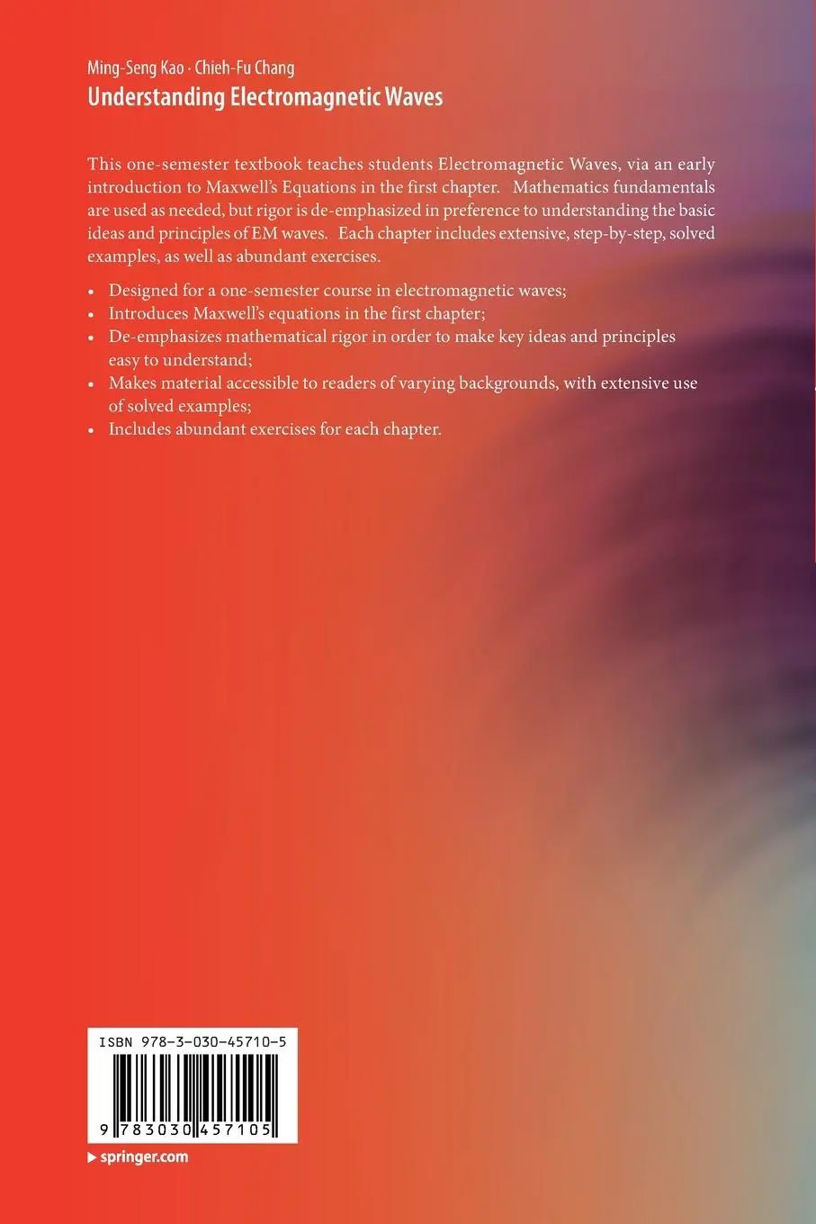 Rückseite: 9783030457105 | Understanding Electromagnetic Waves | Chieh-Fu Chang (u. a.) | Buch