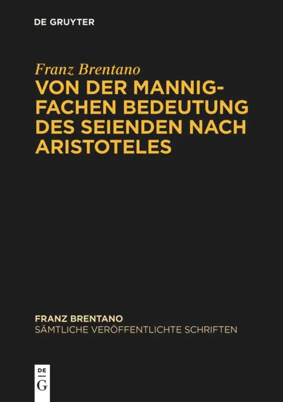 Cover: 9783110337105 | Von der mannigfachen Bedeutung des Seienden nach Aristoteles | Sauer
