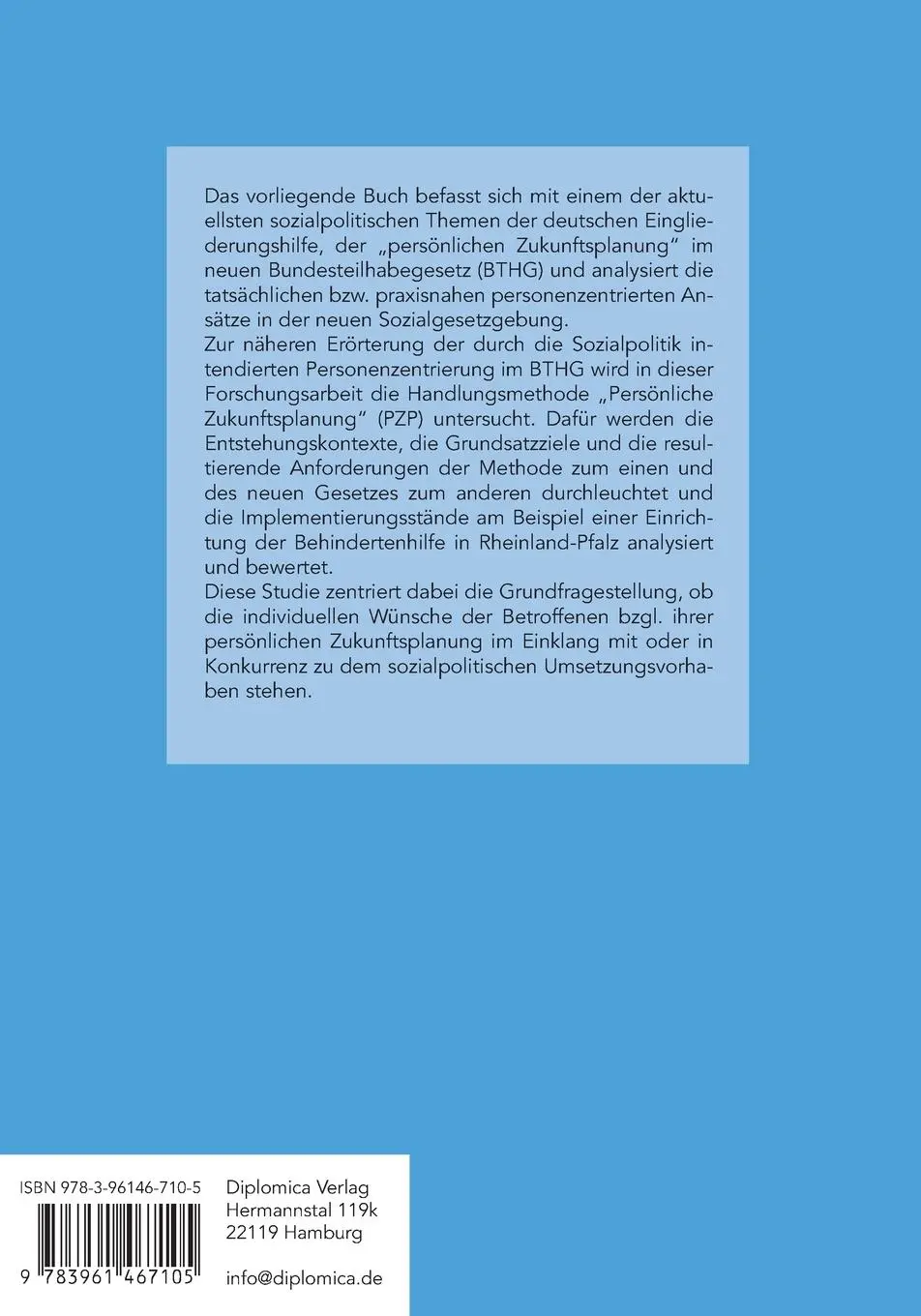 Rückseite: 9783961467105 | Die persönliche Zukunftsplanung im Bundesteilhabegesetz. Entspricht...