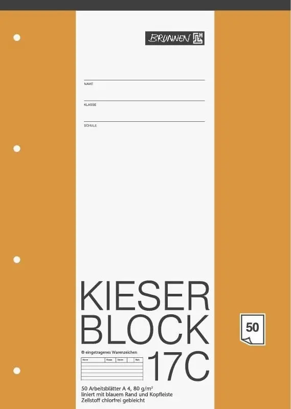 Cover: 4003273107205 | Brunnen KIESER-Block A4 Lineatur 17 liniert mit blauem Rand | 1042927