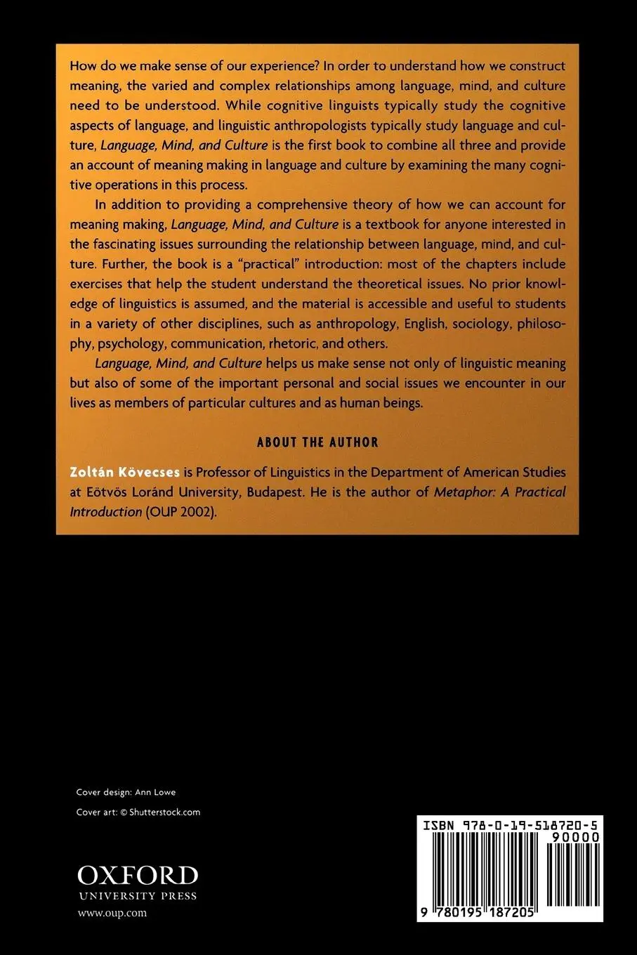 Rückseite: 9780195187205 | Language, Mind, and Culture | Zoltan Kovecses | Taschenbuch | Englisch