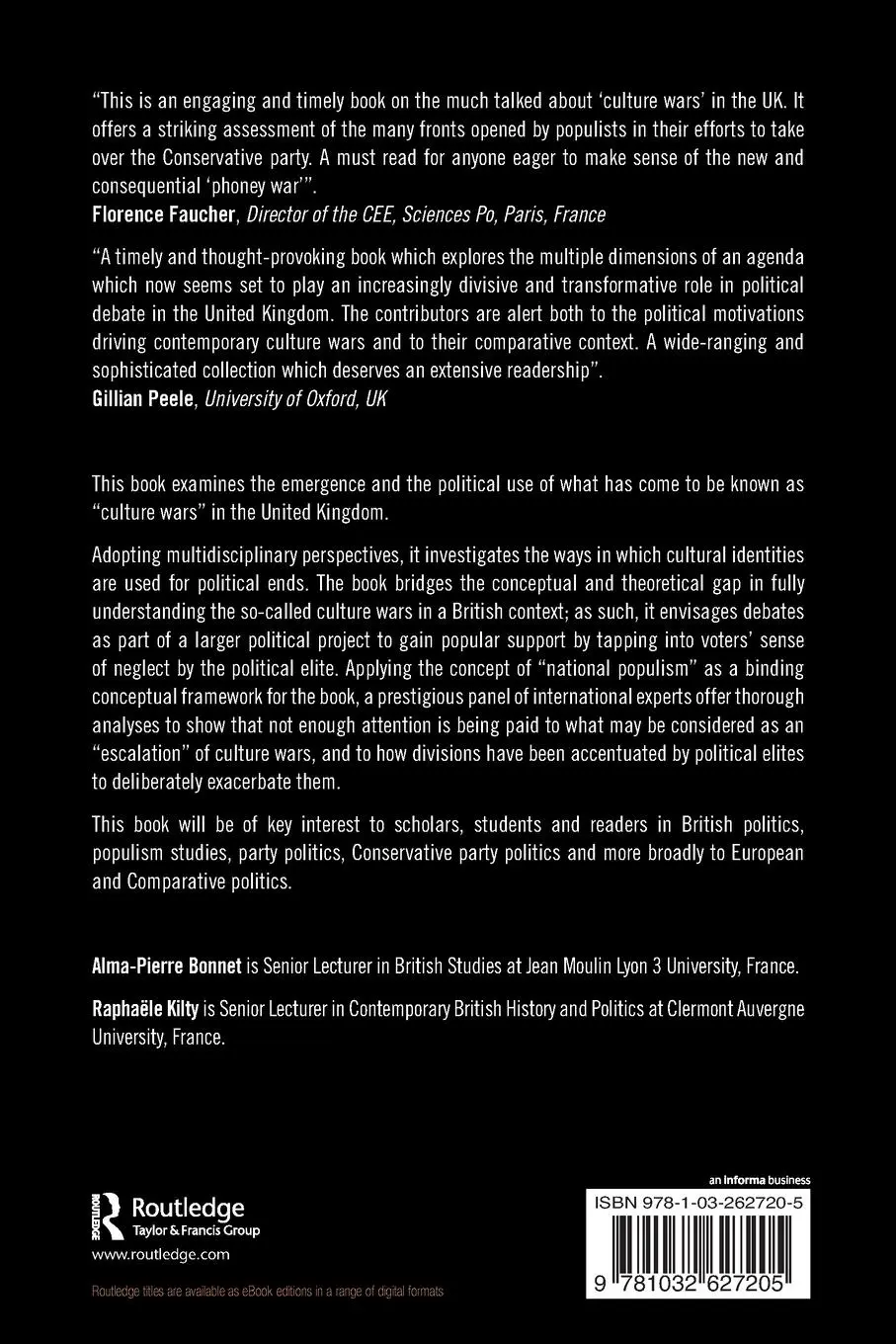 Rückseite: 9781032627205 | Towards a Very British Version of the "Culture Wars" | Bonnet (u. a.)