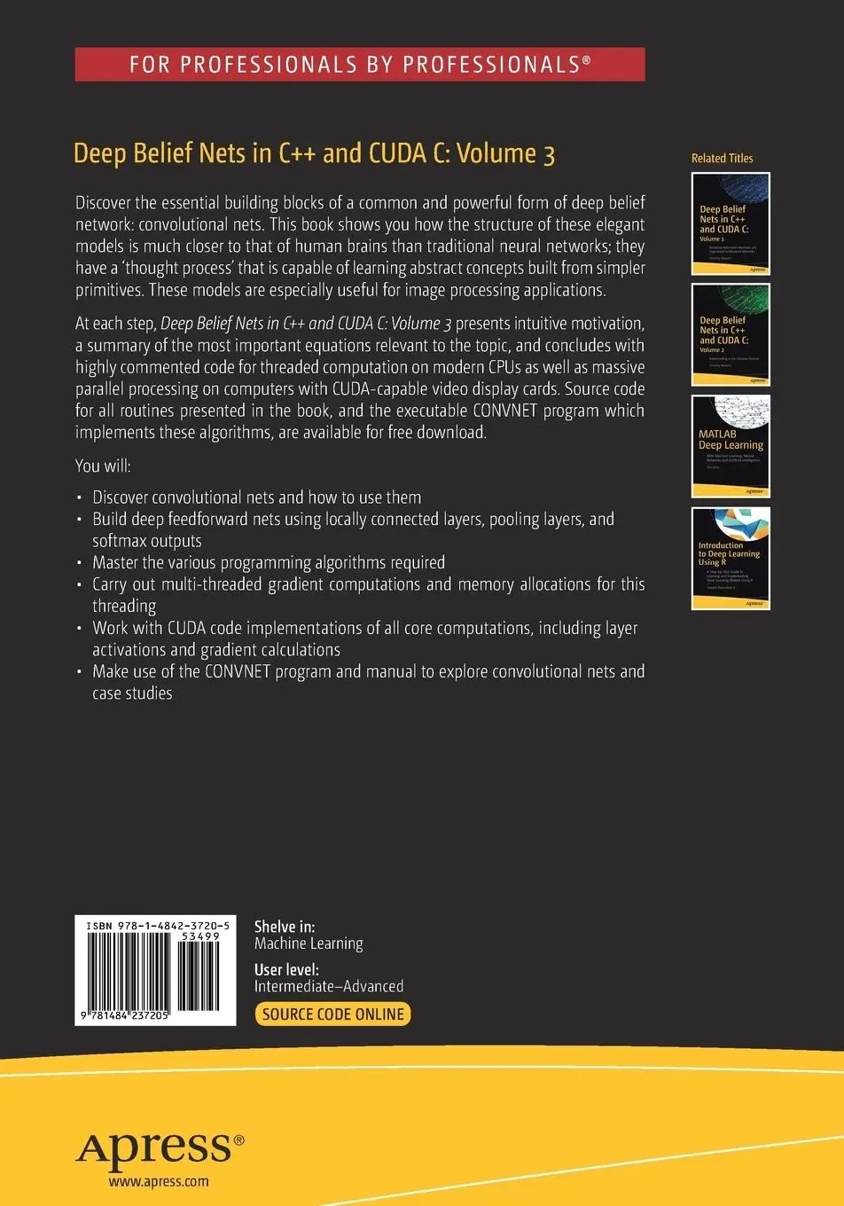 Rückseite: 9781484237205 | Deep Belief Nets in C++ and CUDA C: Volume 3 | Convolutional Nets