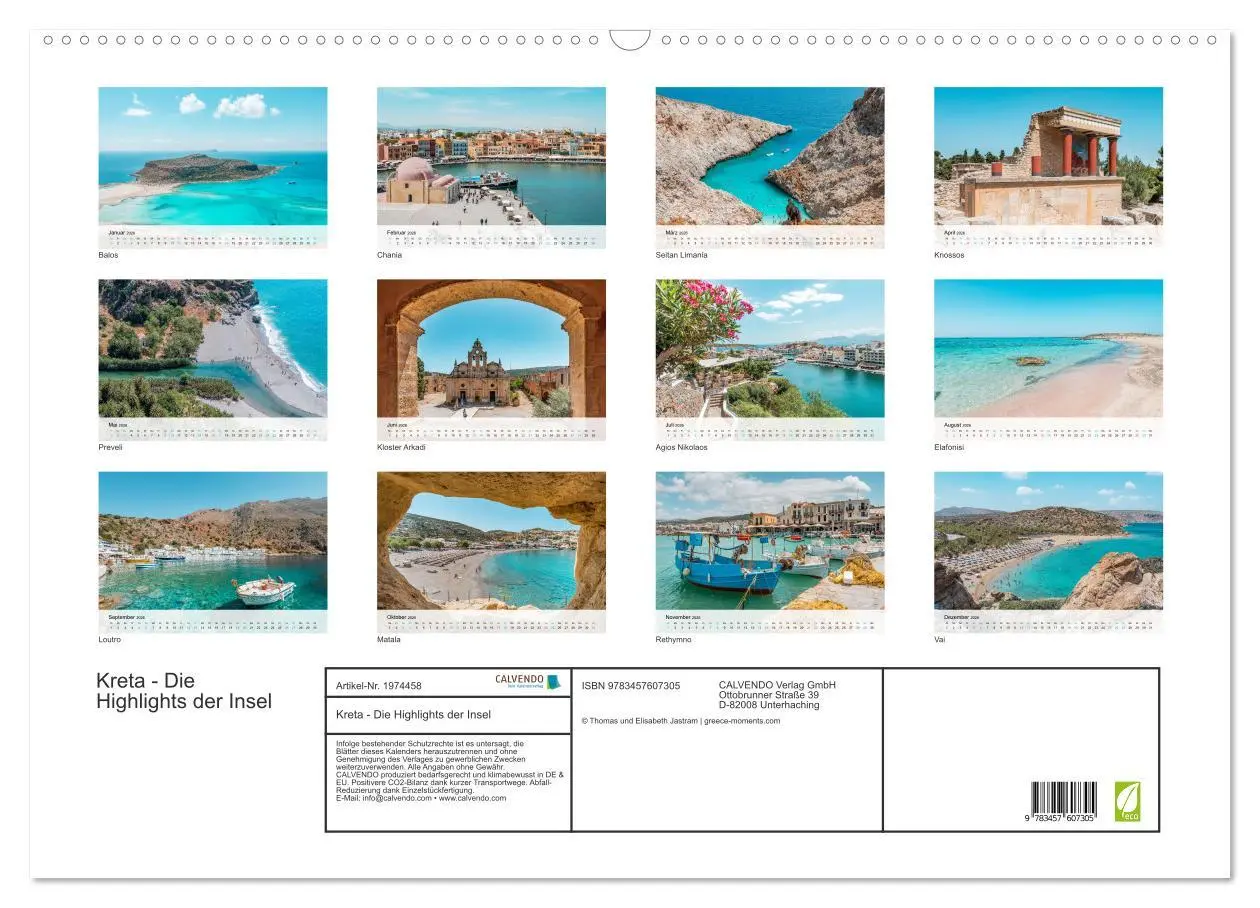 Bild: 9783457607305 | Kreta - Die Highlights der Insel (Wandkalender 2026 DIN A2 quer),...