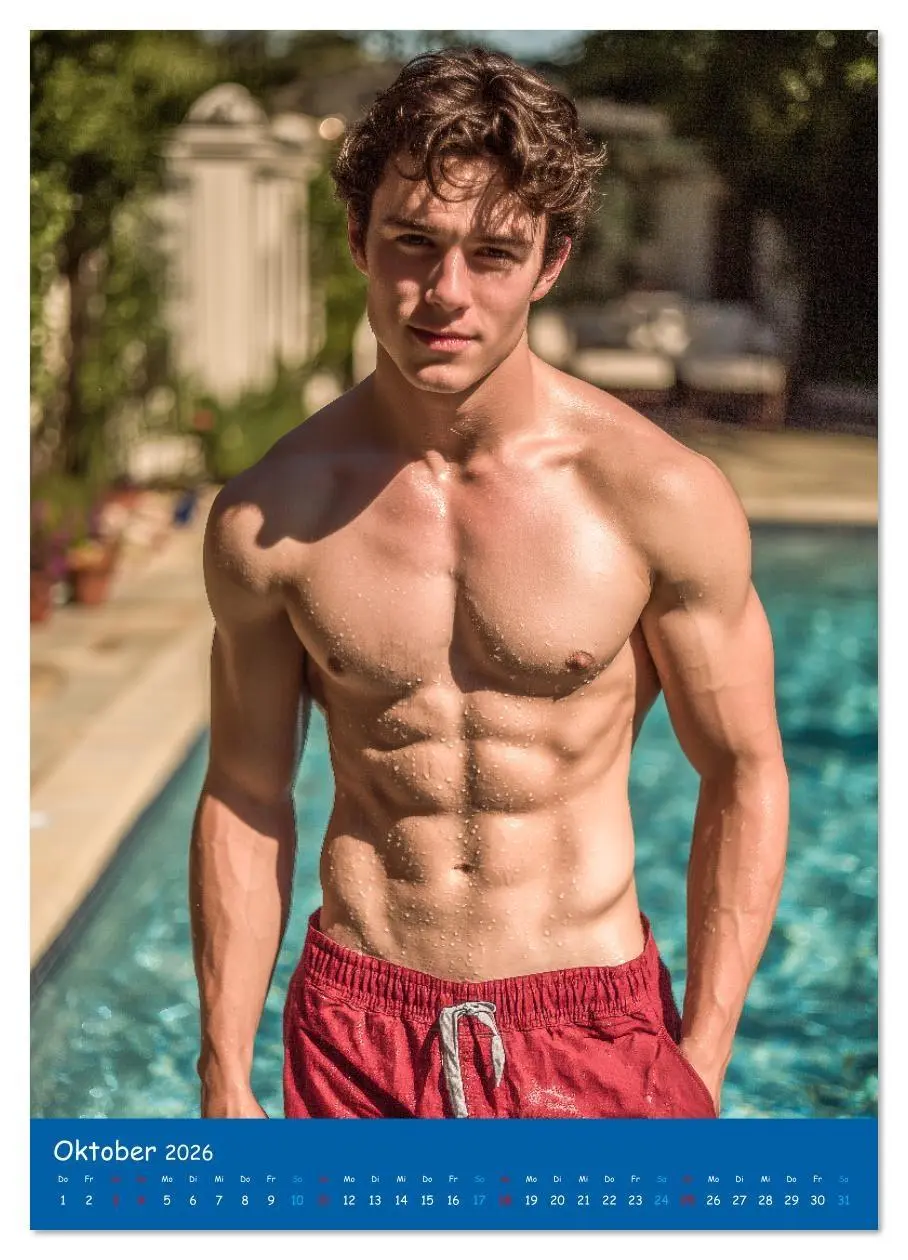 Bild: 9783516627305 | Sexy im Pool - Nackte Männer in Badehose (Wandkalender 2026 DIN A4...