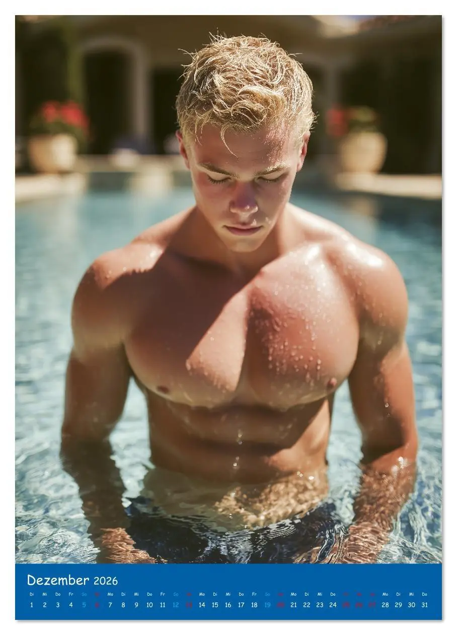 Bild: 9783516627305 | Sexy im Pool - Nackte Männer in Badehose (Wandkalender 2026 DIN A4...