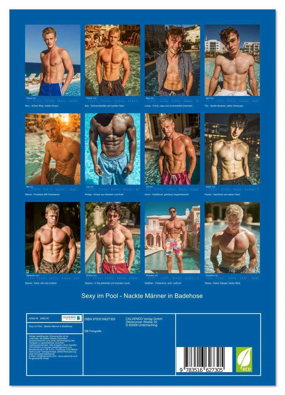 Bild: 9783516627305 | Sexy im Pool - Nackte Männer in Badehose (Wandkalender 2026 DIN A4...