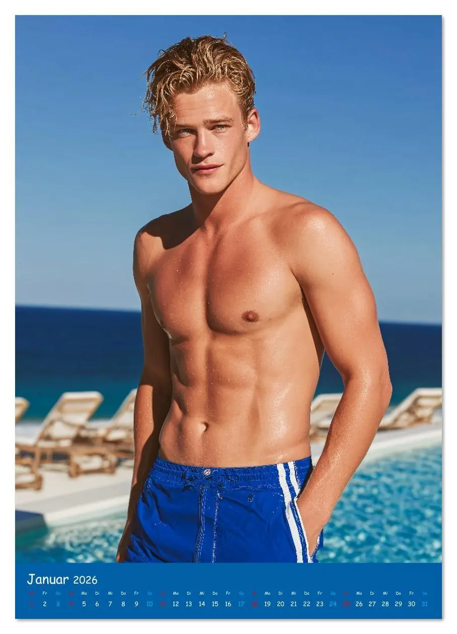 Bild: 9783516627305 | Sexy im Pool - Nackte Männer in Badehose (Wandkalender 2026 DIN A4...