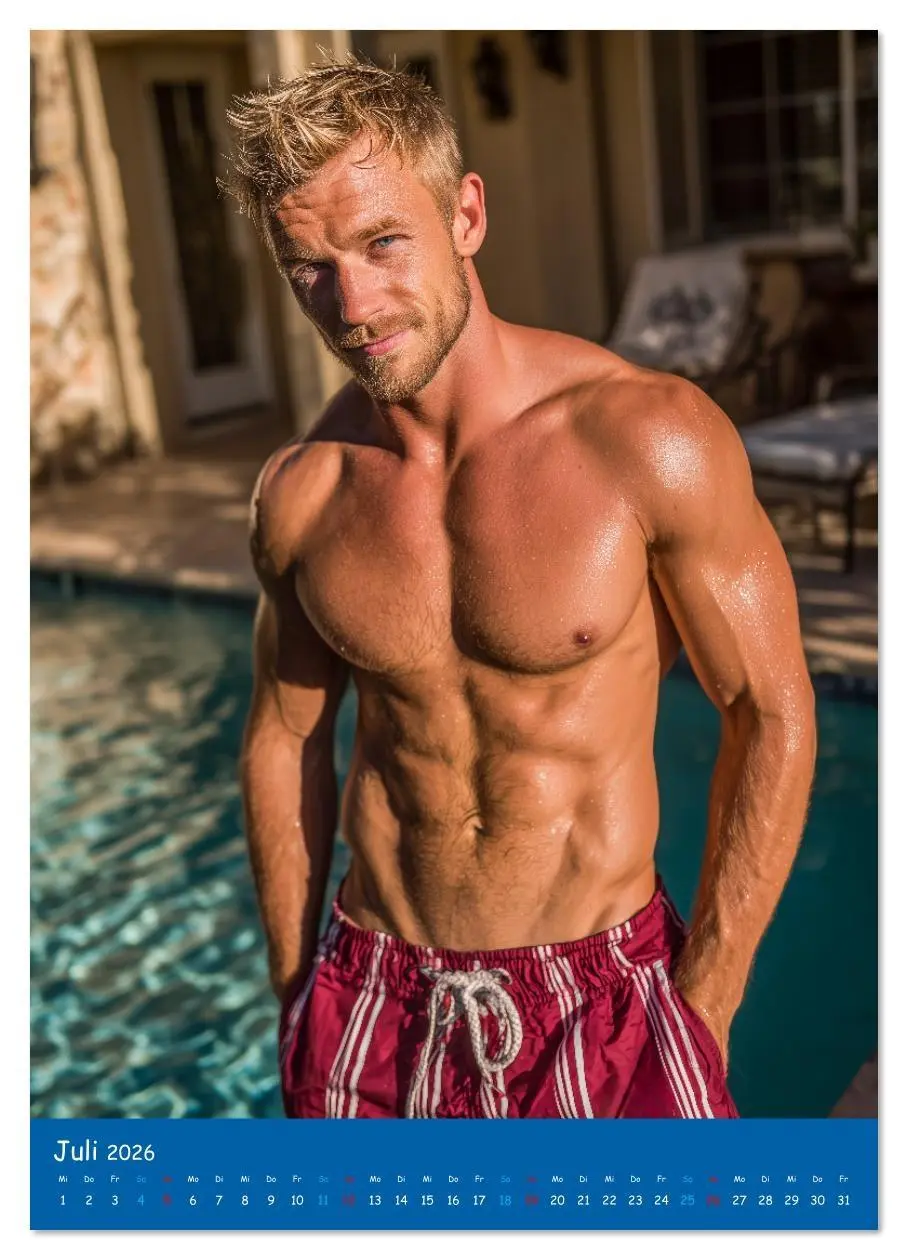 Bild: 9783516627305 | Sexy im Pool - Nackte Männer in Badehose (Wandkalender 2026 DIN A4...