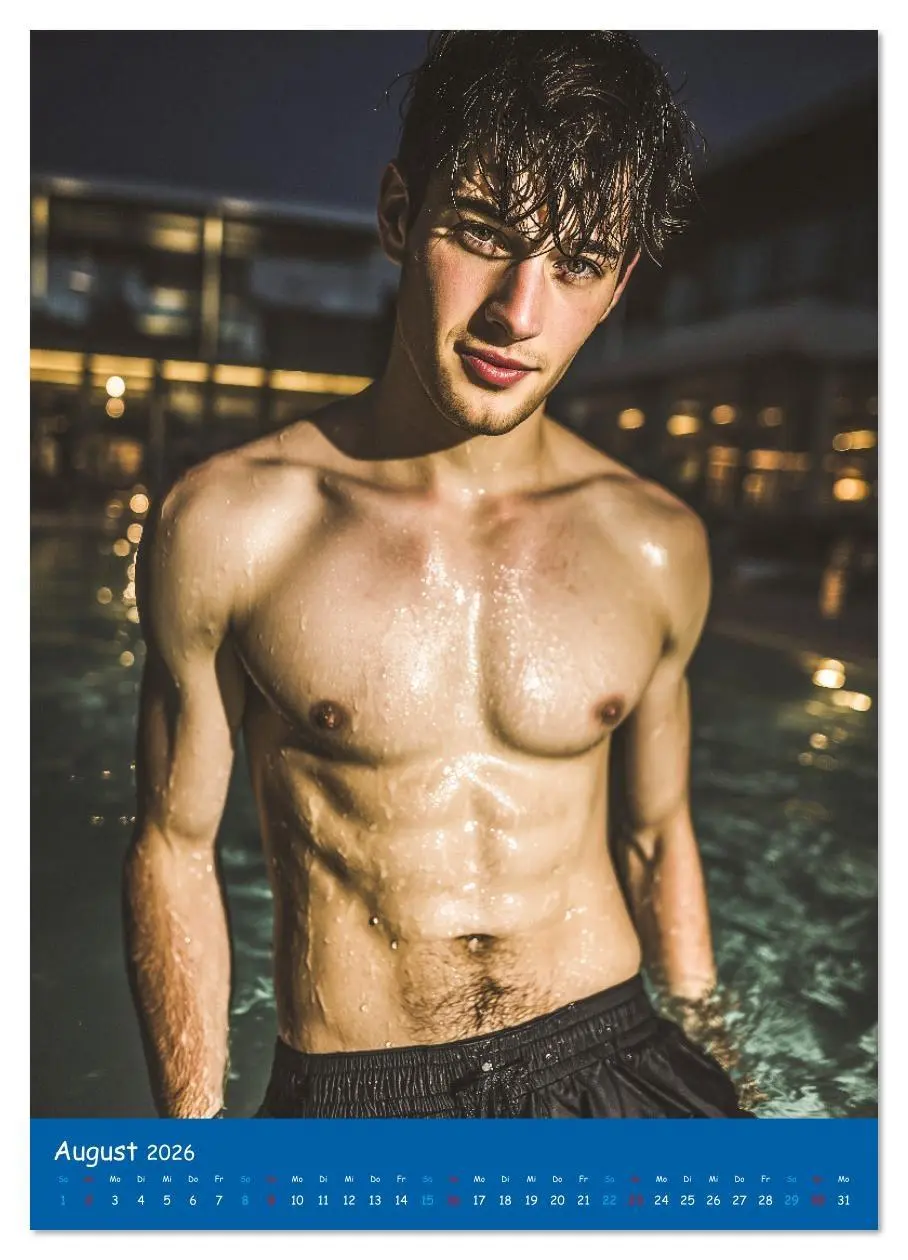 Bild: 9783516627305 | Sexy im Pool - Nackte Männer in Badehose (Wandkalender 2026 DIN A4...