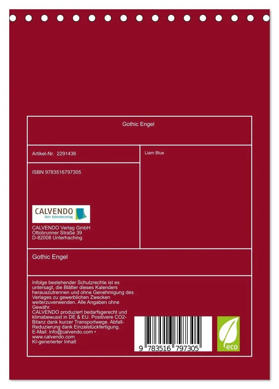 Bild: 9783516797305 | Gothic Engel (Tischkalender 2027 DIN A5 hoch), CALVENDO Monatskalender