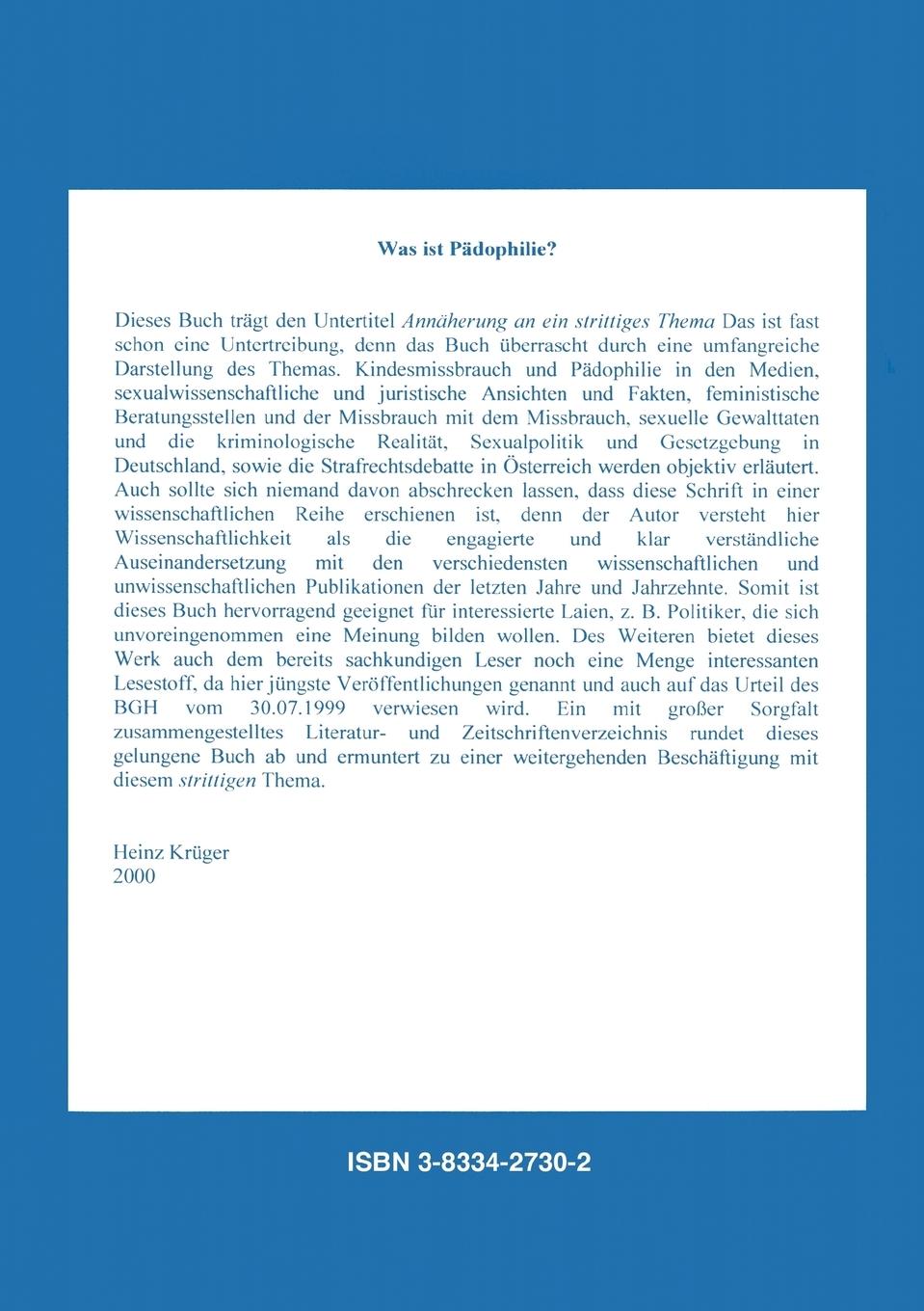 Rückseite: 9783833427305 | Was ist Pädophilie? | Karl Cervik | Taschenbuch | 152 S. | Deutsch