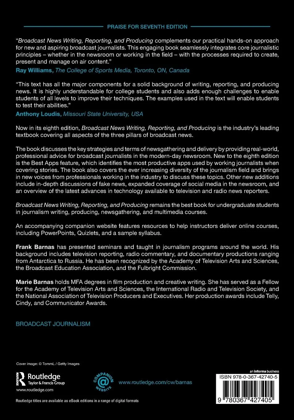 Rückseite: 9780367427405 | Broadcast News Writing, Reporting, and Producing | Barnas (u. a.)