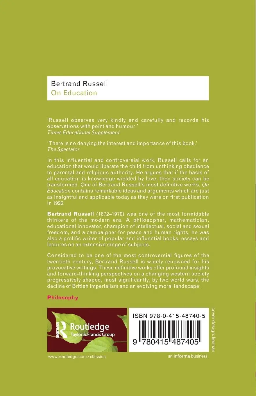Rückseite: 9780415487405 | On Education | Bertrand Russell | Taschenbuch | Englisch | 2009