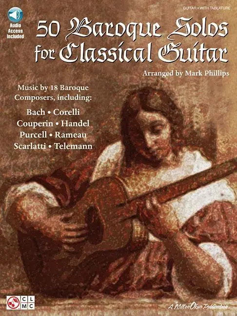 Cover: 9781575607405 | 50 Baroque Solos for Classical Guitar Book/Online Audio | Phillips