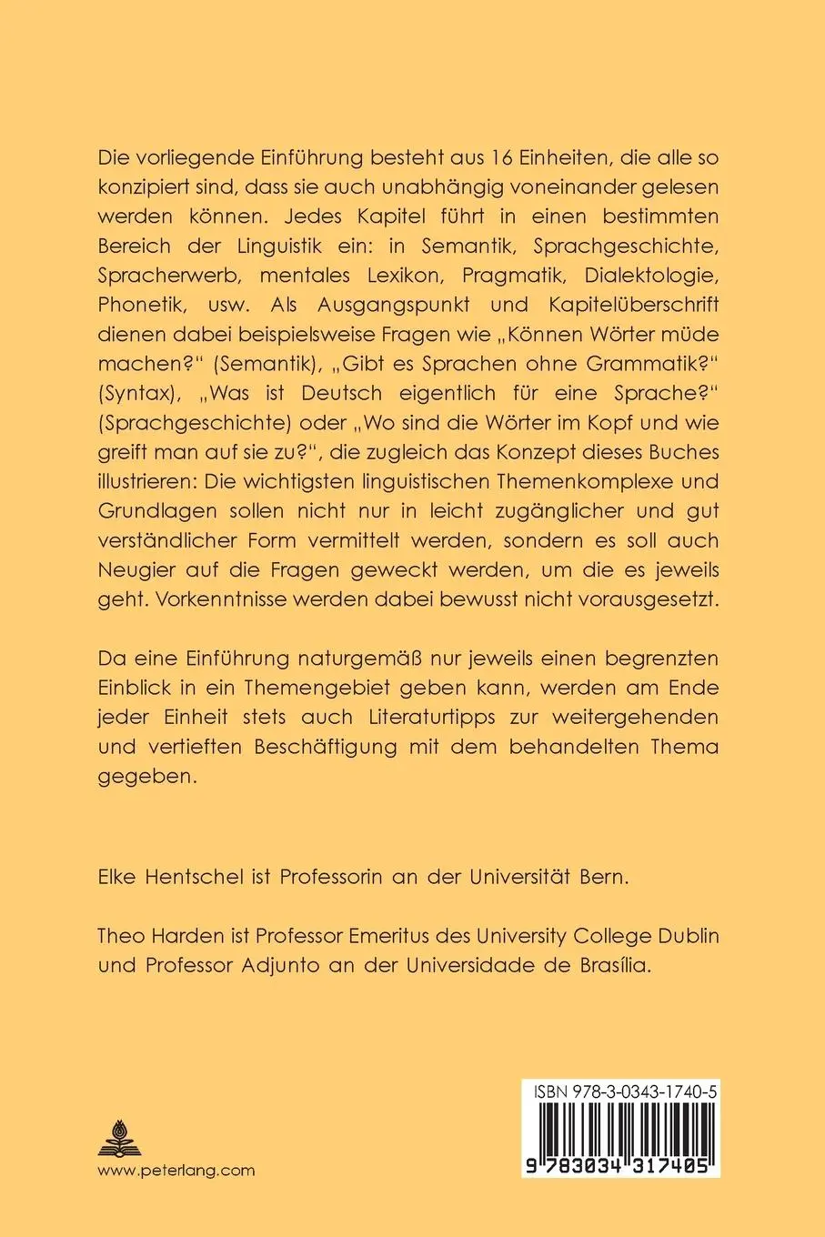 Rückseite: 9783034317405 | Einführung in die germanistische Linguistik | Elke Hentschel (u. a.)