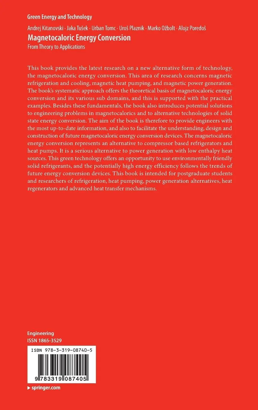 Rückseite: 9783319087405 | Magnetocaloric Energy Conversion | From Theory to Applications | Buch