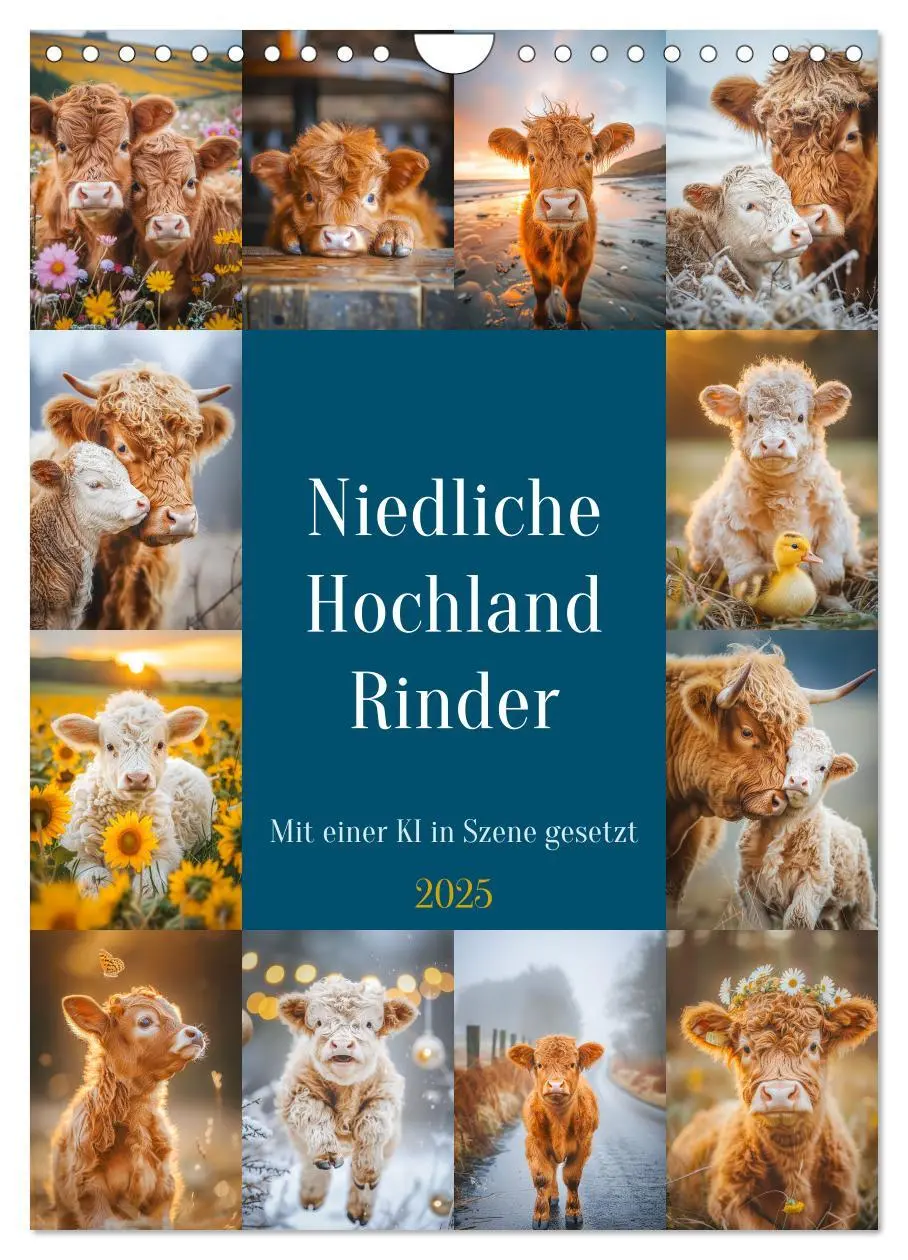Cover: 9783435817405 | Niedliche Hochland Rinder (Wandkalender 2025 DIN A4 hoch), CALVENDO...