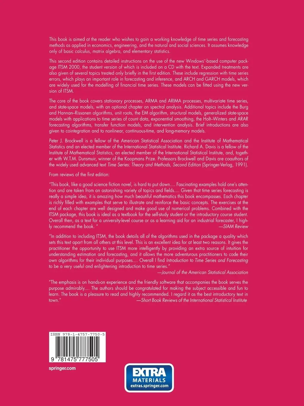 Rückseite: 9781475777505 | Introduction to Time Series and Forecasting | Richard A. Davis (u. a.)