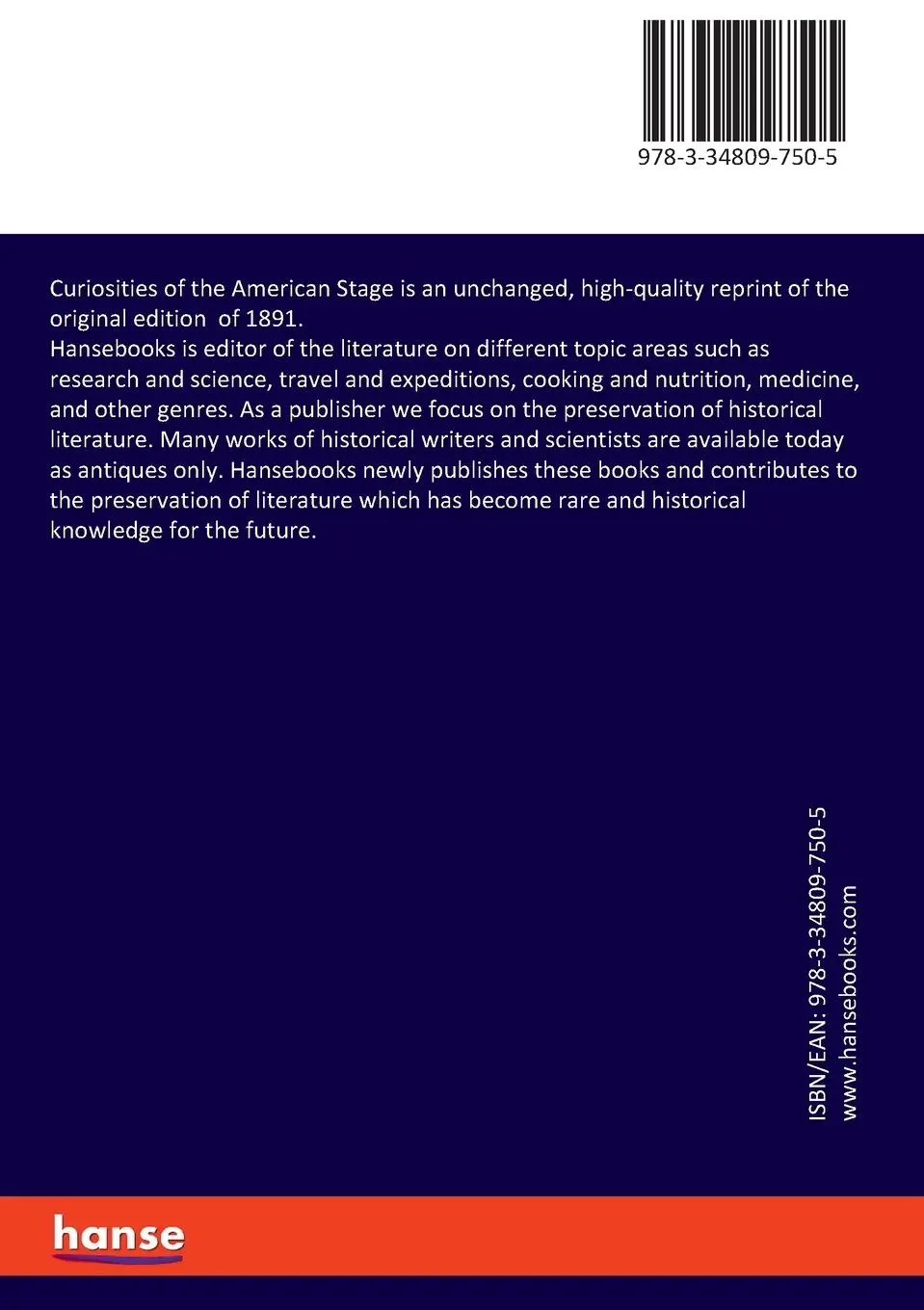 Rückseite: 9783348097505 | Curiosities of the American Stage | Laurence Hutton | Taschenbuch