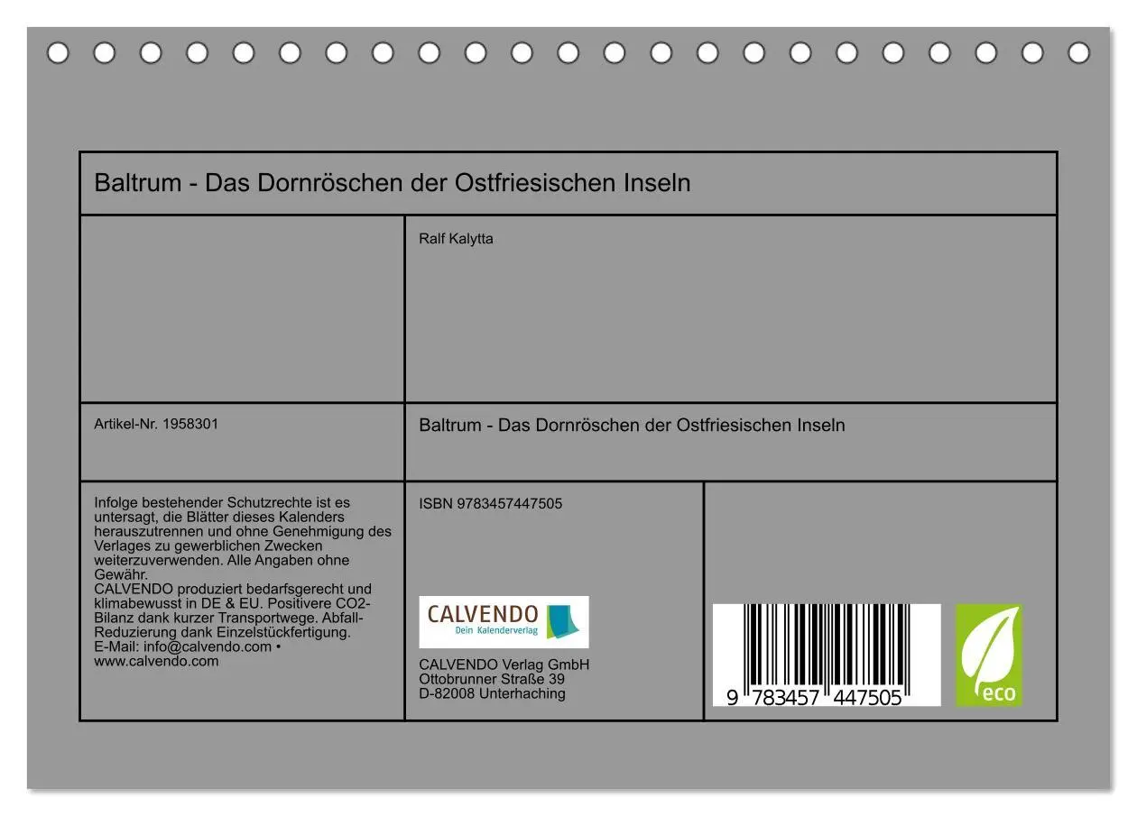 Bild: 9783457447505 | Baltrum - Das Dornröschen der Ostfriesischen Inseln (Tischkalender...