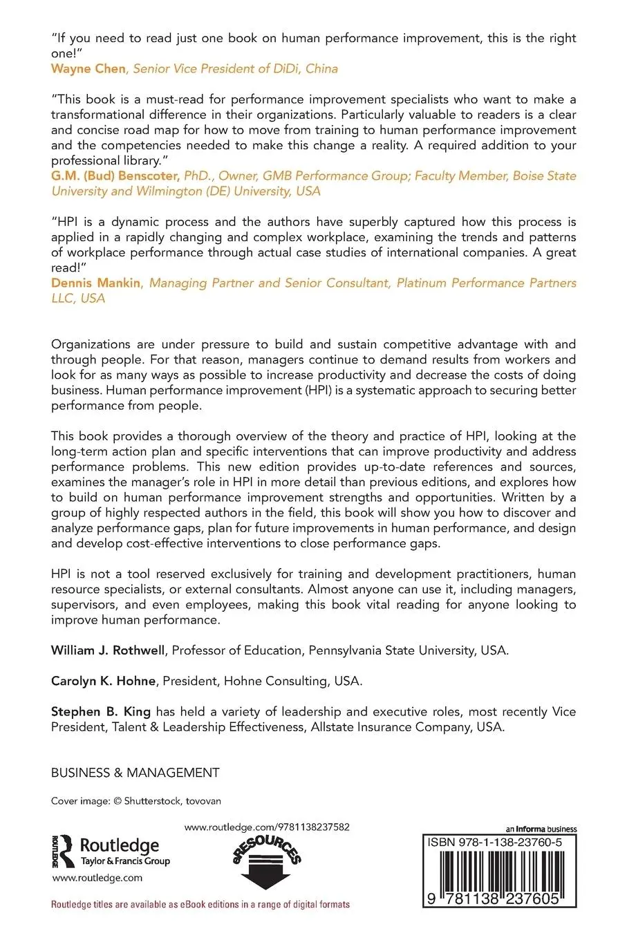 Rückseite: 9781138237605 | Human Performance Improvement | Building Practitioner Performance