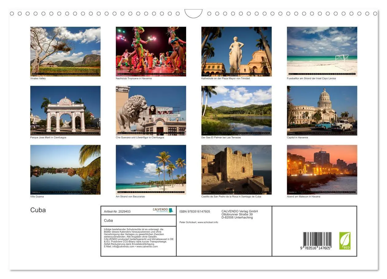 Bild: 9783516147605 | Cuba (Wandkalender 2026 DIN A3 quer), CALVENDO Monatskalender | 2026