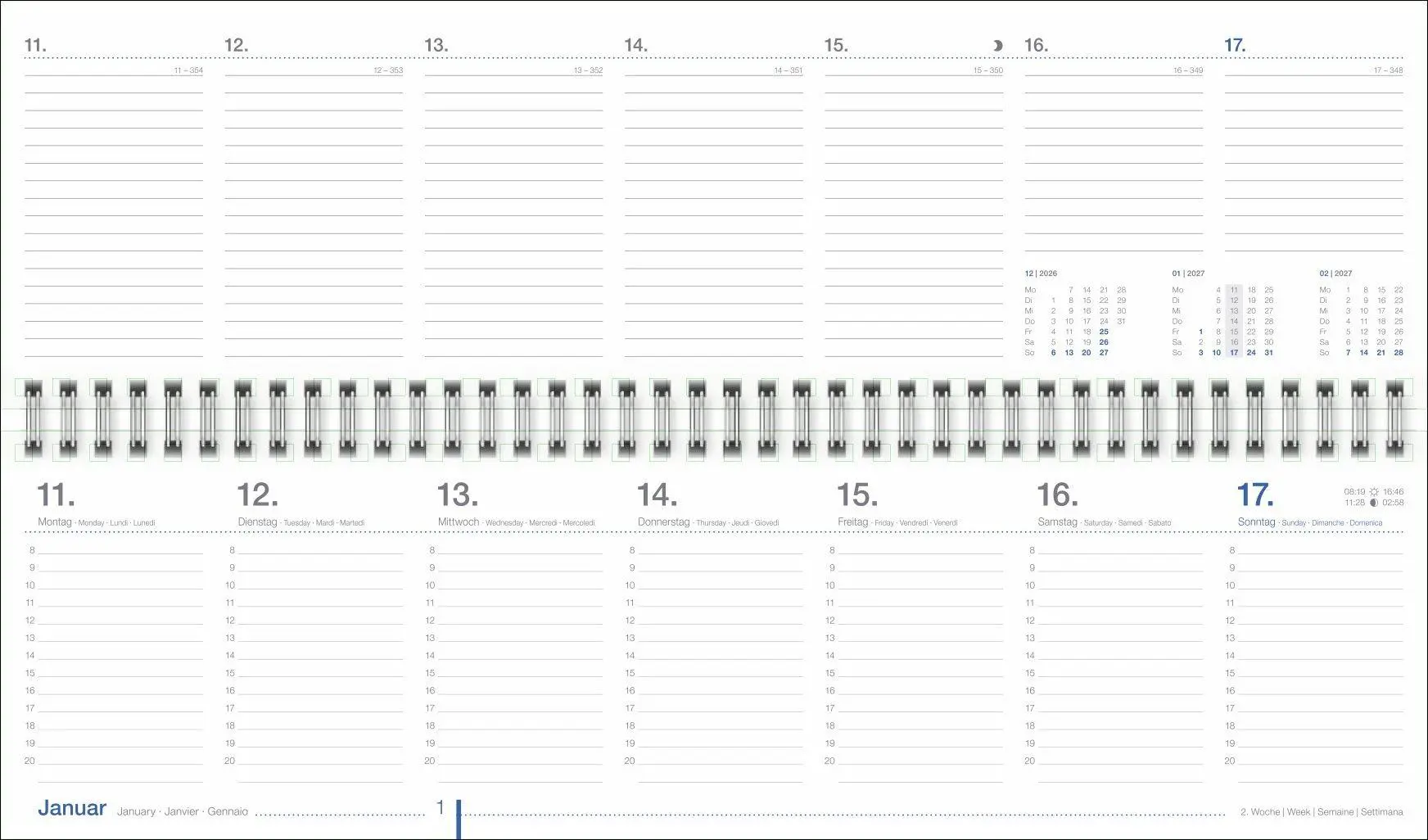 Bild: 9783756417605 | Wochenquerplaner, anthrazit 2027 | Kalender | Bürokalender Heye | 2027