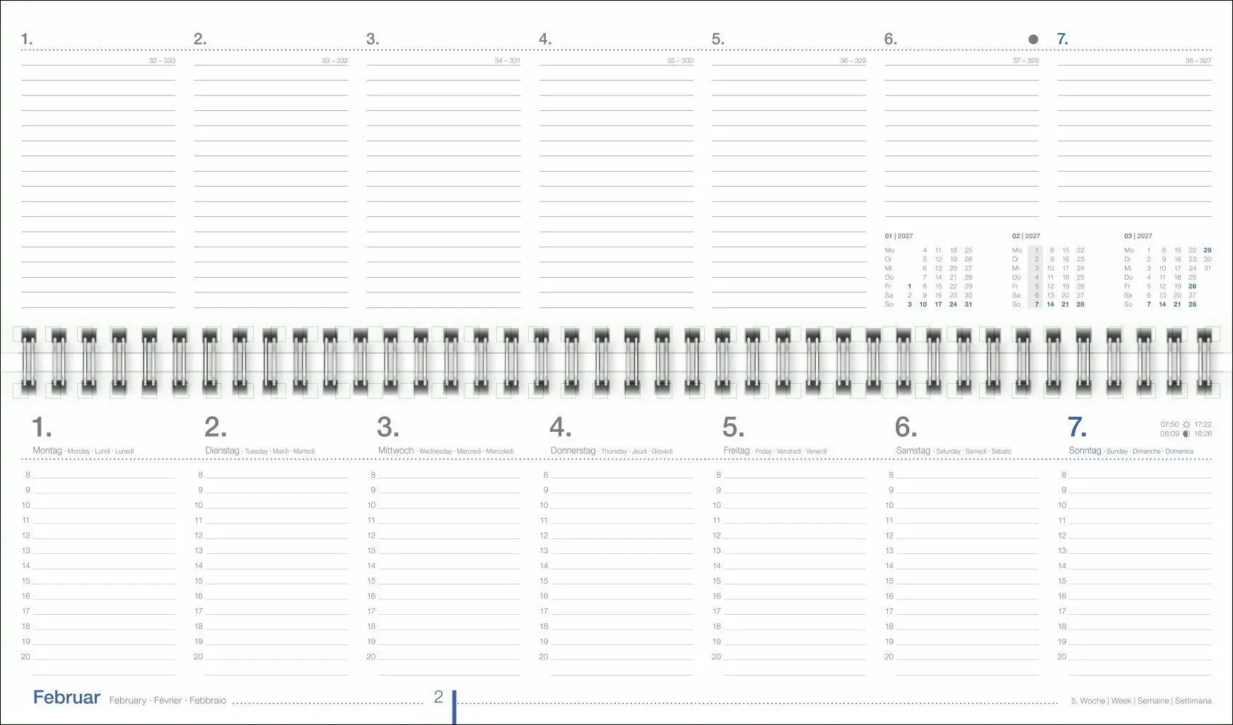 Bild: 9783756417605 | Wochenquerplaner, anthrazit 2027 | Kalender | Bürokalender Heye | 2027