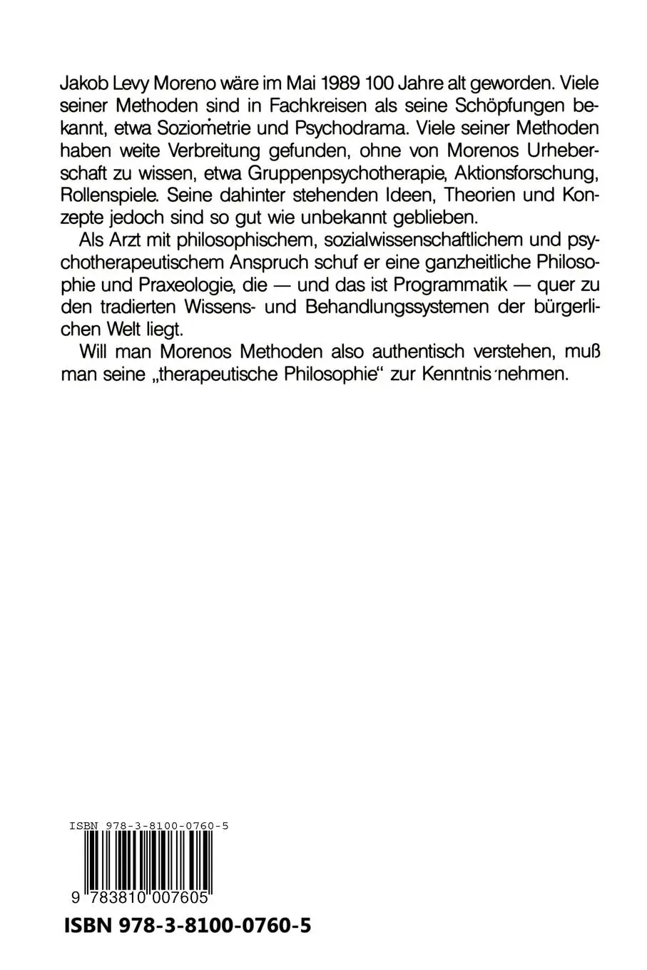 Rückseite: 9783810007605 | Morenos therapeutische Philosophie | Ferdinand Buer | Taschenbuch