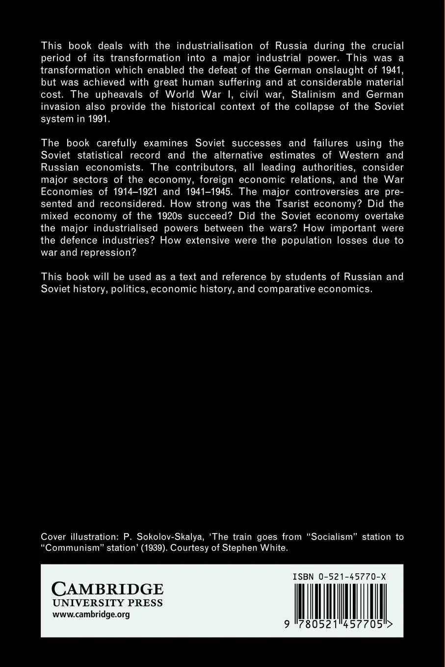 Rückseite: 9780521457705 | The Economic Transformation of the Soviet Union, 1913 1945 | Davies