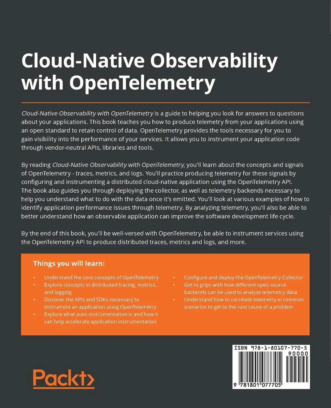 Rückseite: 9781801077705 | Cloud-Native Observability with OpenTelemetry | Alex Boten | Buch