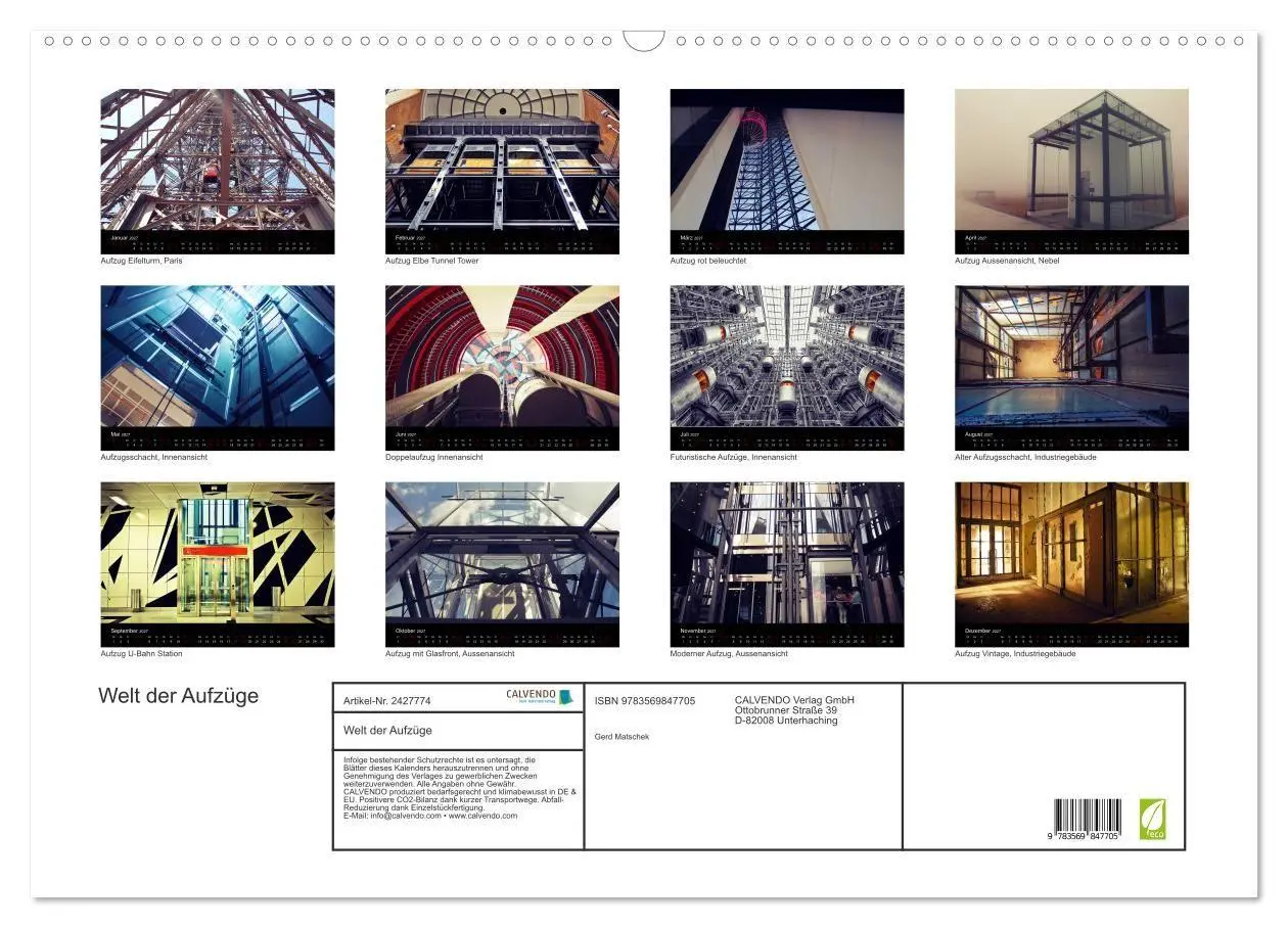 Bild: 9783569847705 | Welt der Aufzüge (Wandkalender 2027 DIN A2 quer), CALVENDO...