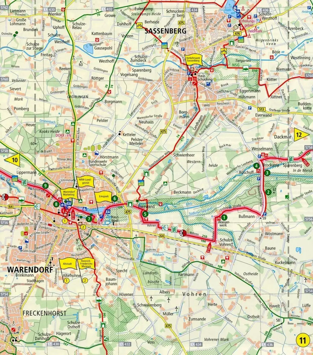 Bild: 9783899207705 | Radtourenkarte Werse-Ems-Radweg 1 : 50 000 in Leporello-Falzung | 2015