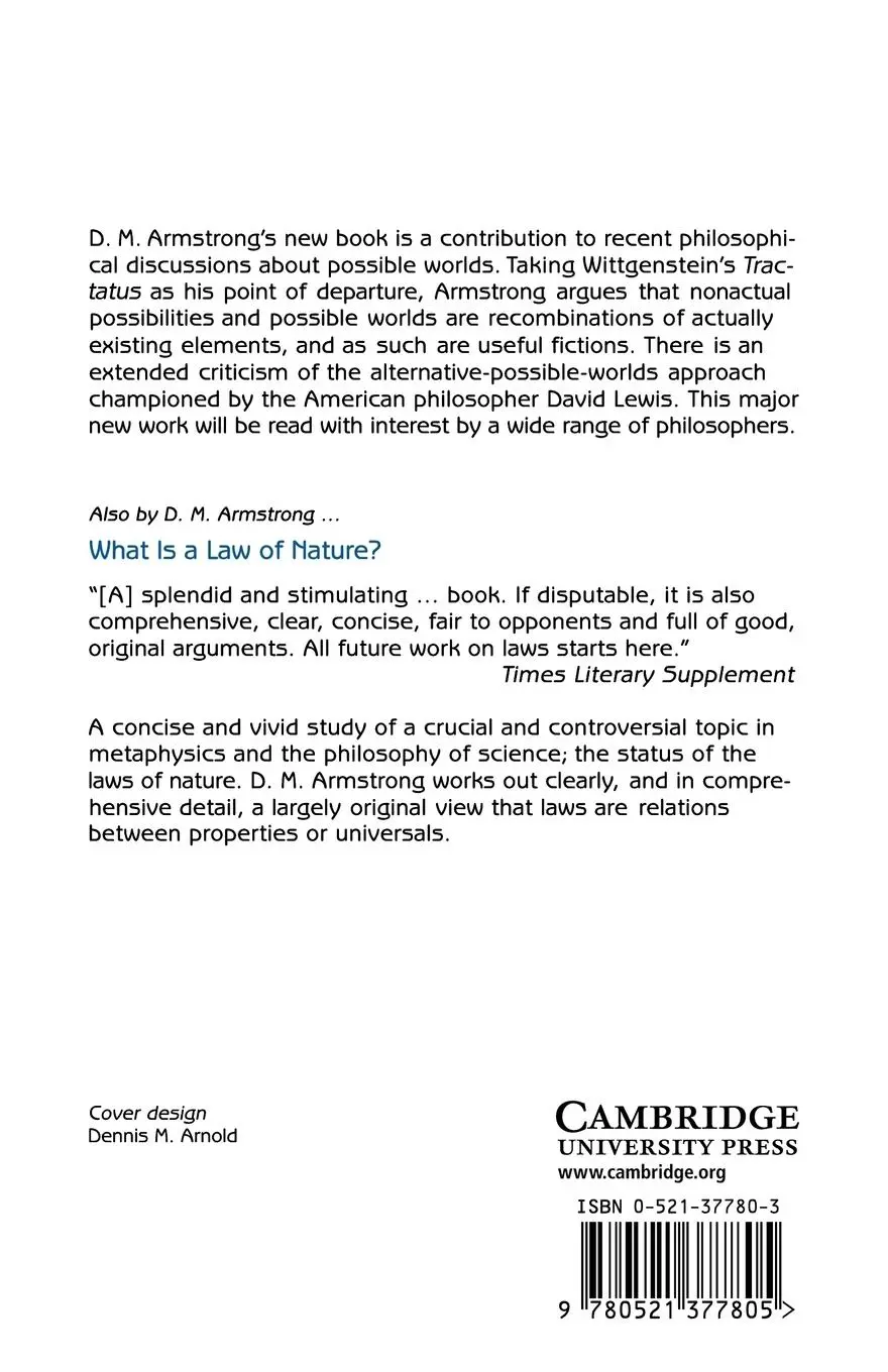 Rückseite: 9780521377805 | A Combinatorial Theory of Possibility | D. M. Armstrong | Taschenbuch