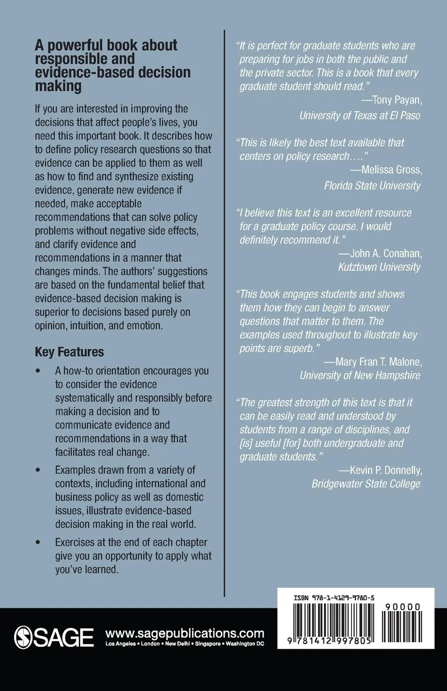 Rückseite: 9781412997805 | Methods for Policy Research | Taking Socially Responsible Action