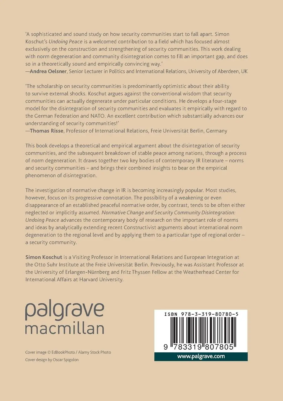 Rückseite: 9783319807805 | Normative Change and Security Community Disintegration | Undoing Peace