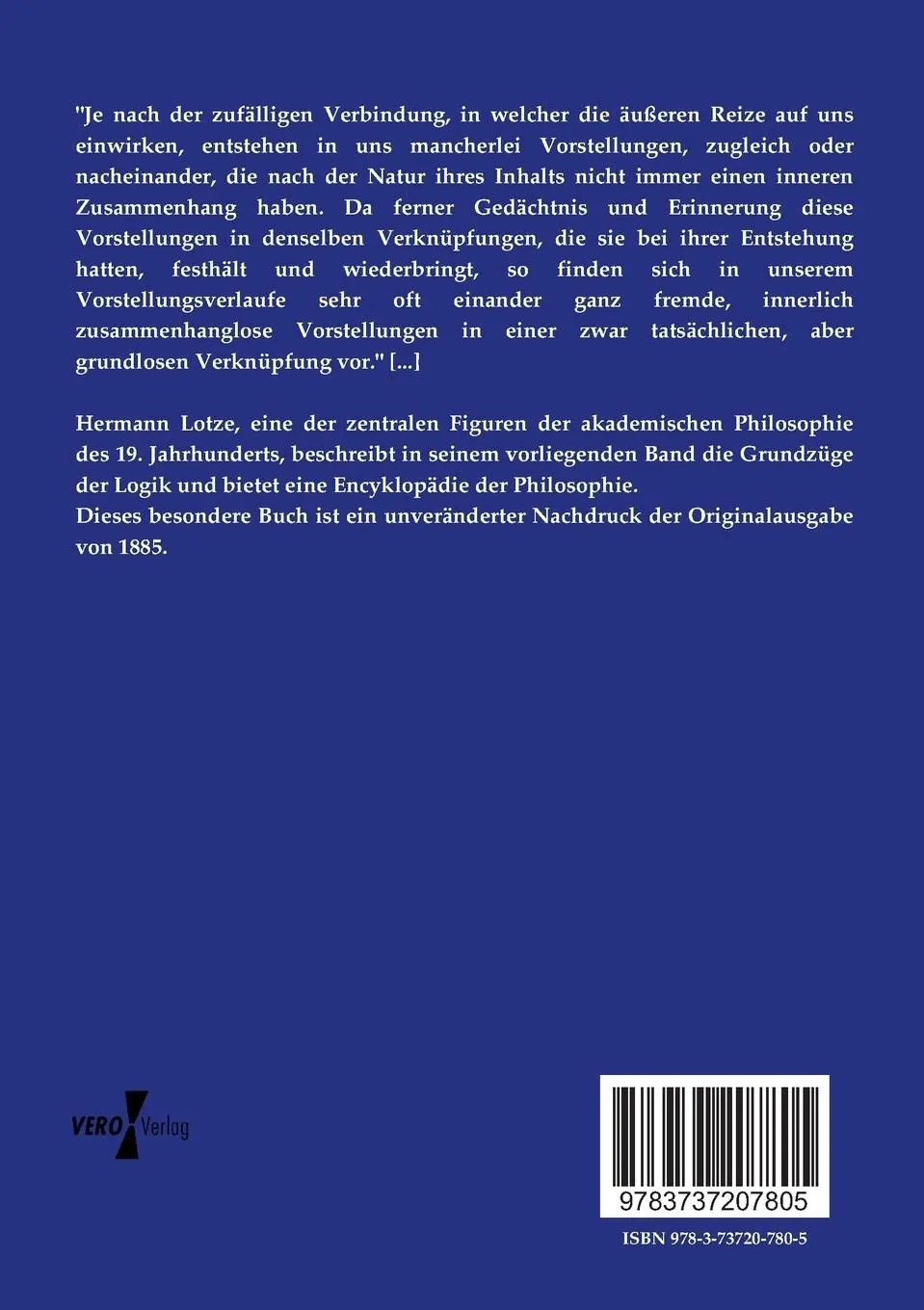 Rückseite: 9783737207805 | Grundzüge der Logik und Encyklopädie der Philosophie | Hermann Lotze