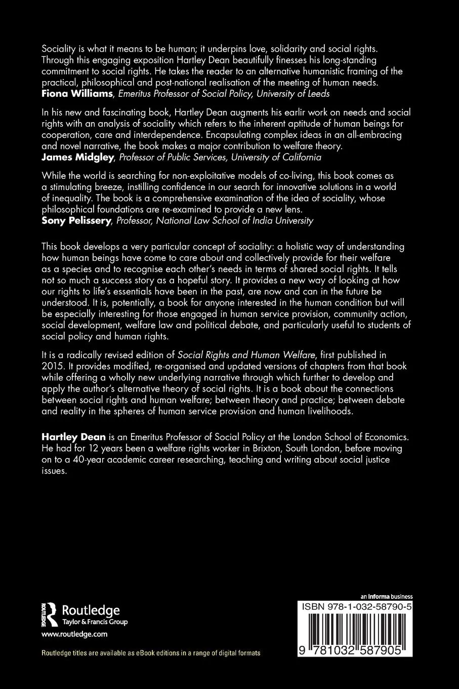Rückseite: 9781032587905 | Sociality | Social Rights and Human Welfare | Hartley Dean | Buch