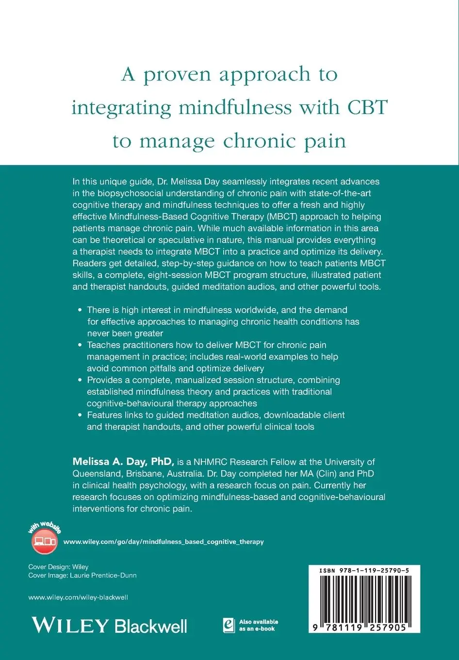 Rückseite: 9781119257905 | Mindfulness-Based Cognitive Therapy for Chronic Pain | Melissa A Day