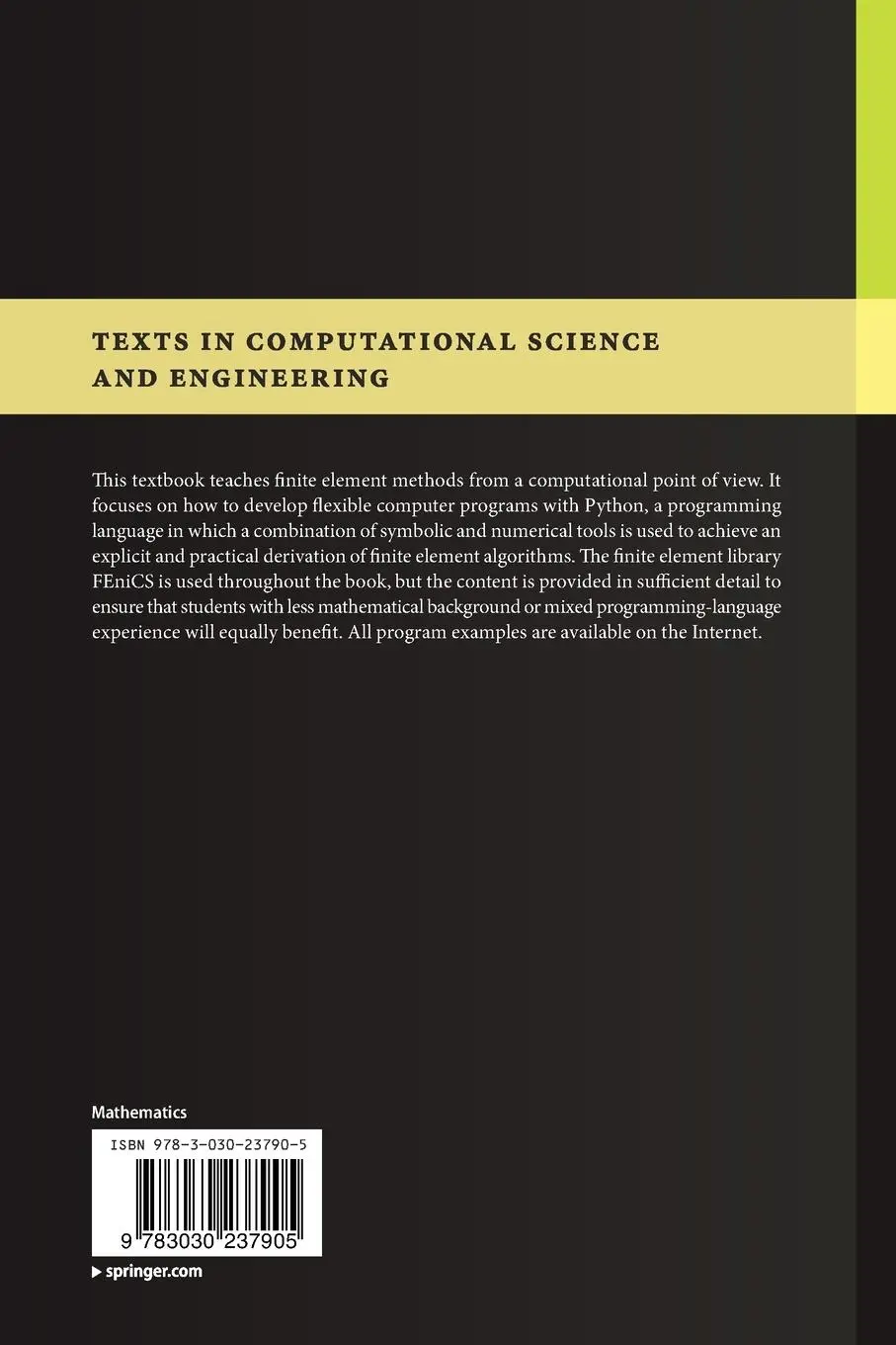 Rückseite: 9783030237905 | Introduction to Numerical Methods for Variational Problems | Buch