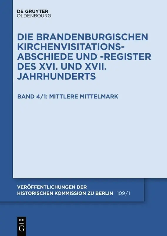 Cover: 9783110597905 | Die Mittelmark / Teil 1: Mittlere Mittelmark | Christiane Schuchard