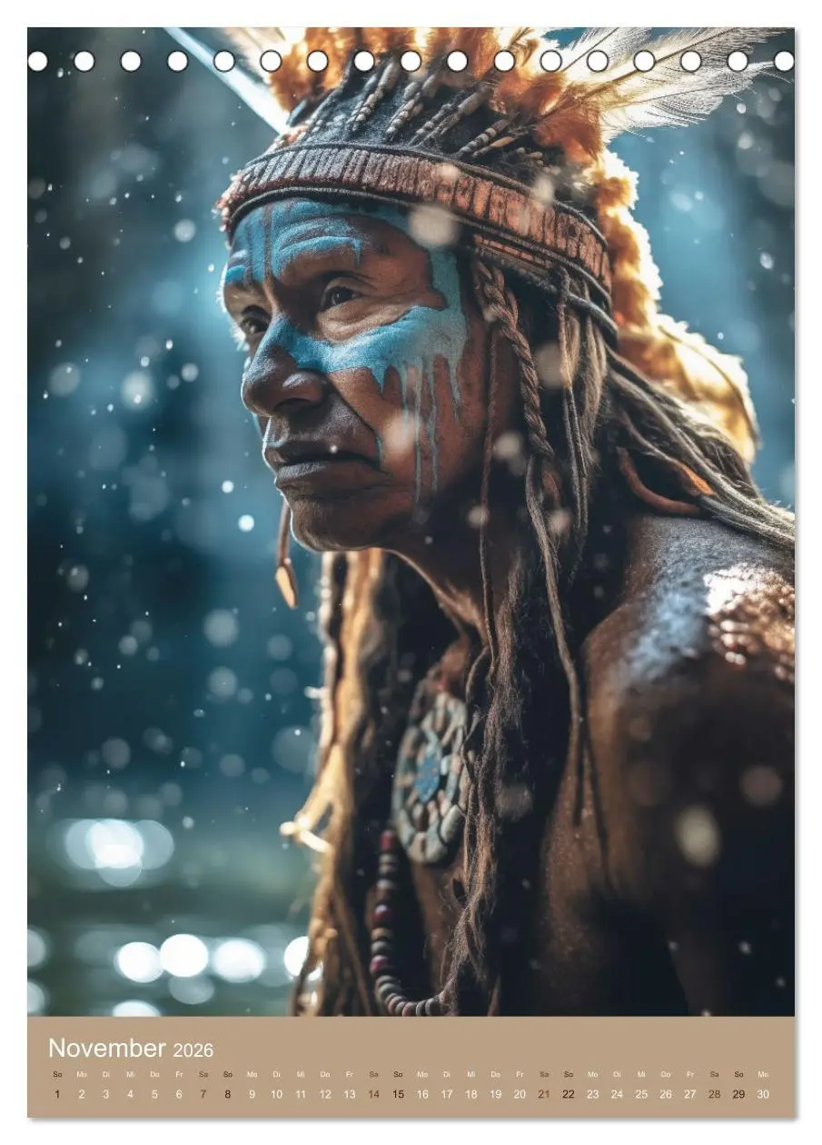 Bild: 9783516287905 | Schamanische Seelen: Mystische Indianerportraits (Tischkalender...