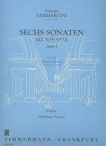 Cover: 9790010347905 | Sechs Sonaten Op.1 | For 2 Flutes and Piano | Giuseppe Sammartini